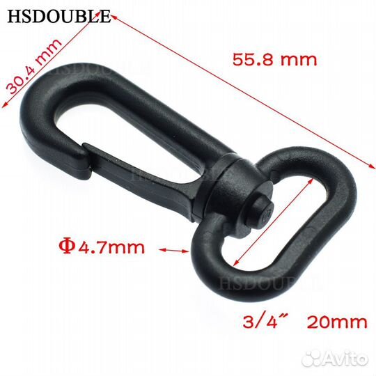 Карабин пластиковый поворотный 20 мм - 10 шт