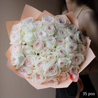 Букет 35 роз сорта White O’Hara