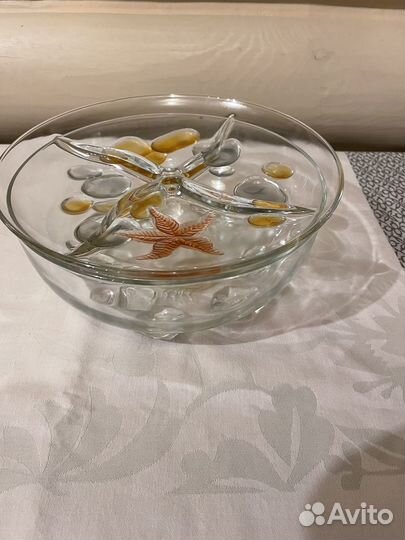 Менажница и салатник, стекло, б/у