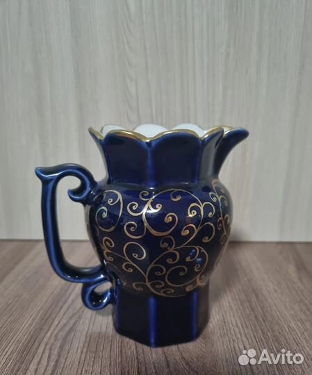 Чайник. Сливочник. Сахарница. Кобальт позолота