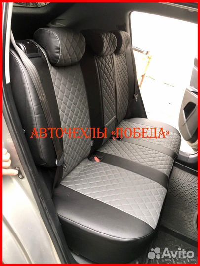 Чехлы Kia Sportage 3 из экокожи чёрно-серые Ромб