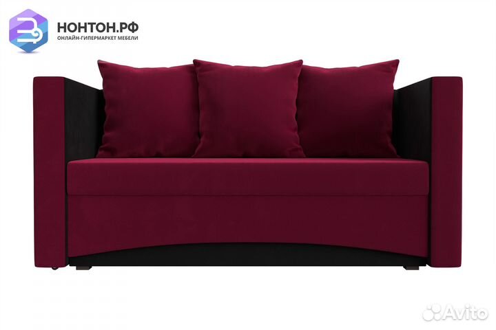 Кушетка выкатная Чарли микровельвет красный / черн