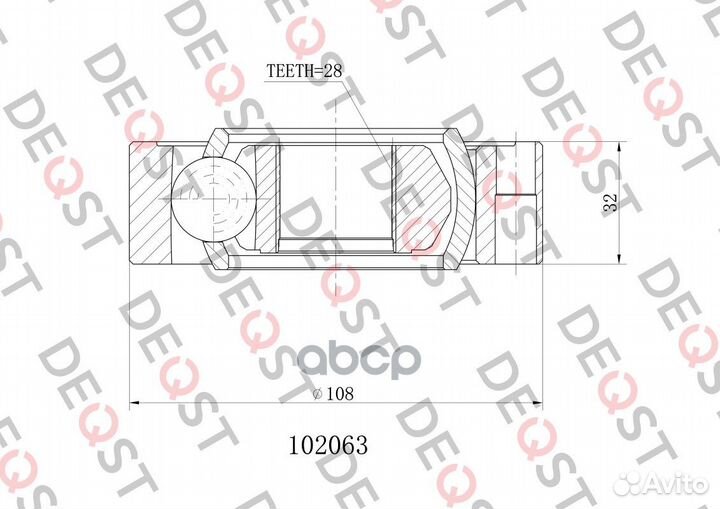 ШРУС audi 80,90,100,A4,A6/VW passat 102063 deqst