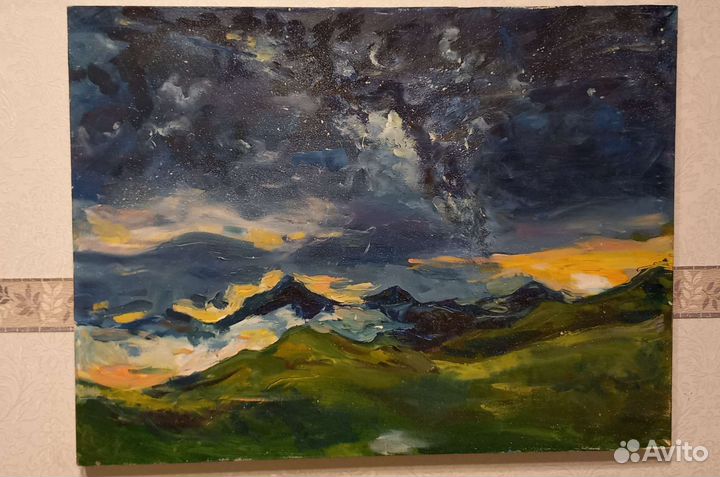 Интерьерная картина маслом/млечный путь/пейзаж