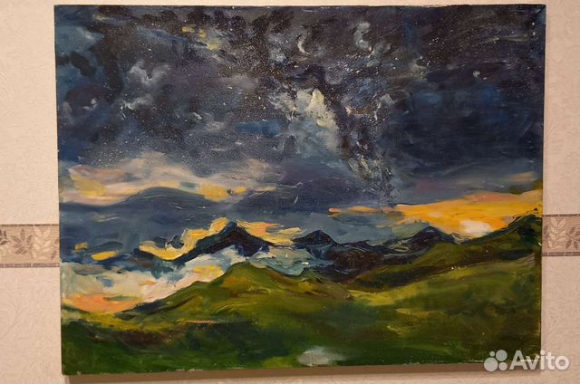 Интерьерная картина маслом/млечный путь/пейзаж