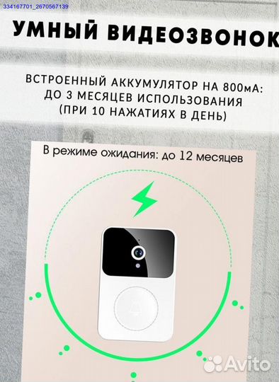 Звонок Беспроводной Дверной С Камерой (Арт.79544)