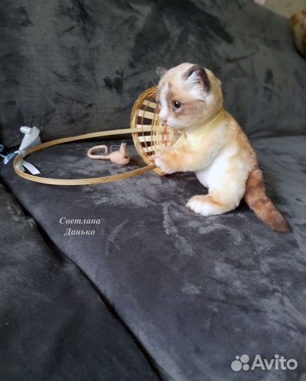 Игрушка ручной работы, подвижный котенок рэгдолл