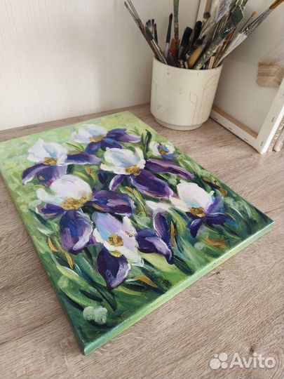 Картина маслом с цветами