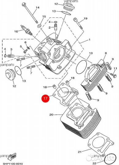 Оригинальная прокладка цилиндра Yamaha TTR 125