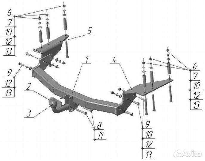 SY 005 Фаркоп AvtoS Ssang Yong Rexton 02-2006