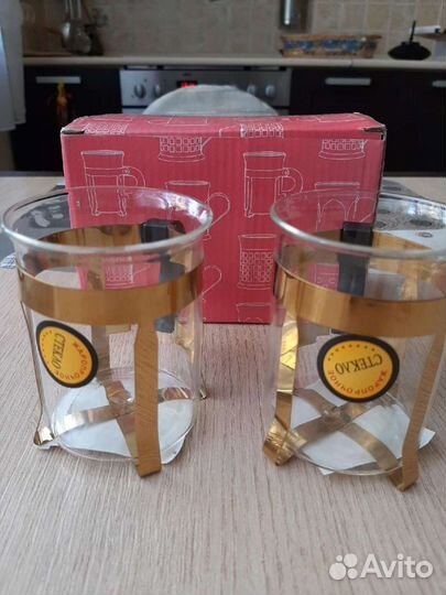 Кружка с подстаканником из жаропрочного стекло