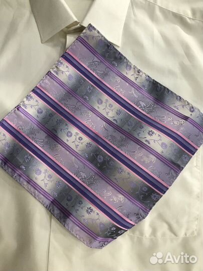 Платок паше шелк светлый пурпурно-синий