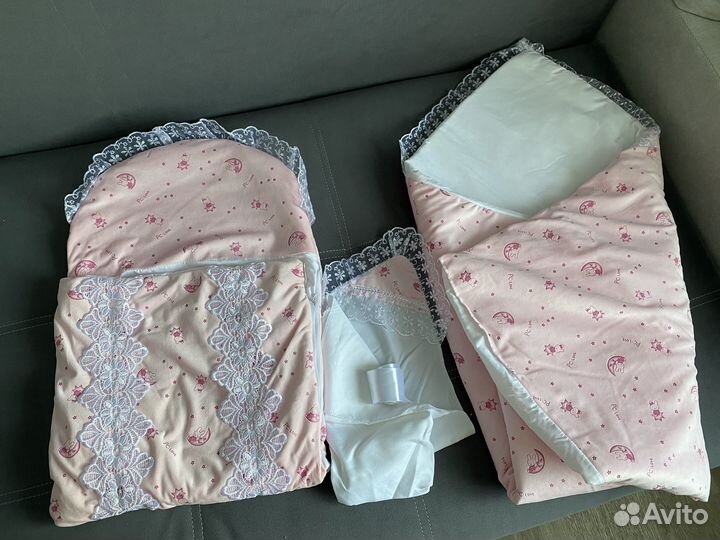 Конверт на выписку для девочки с одеялом