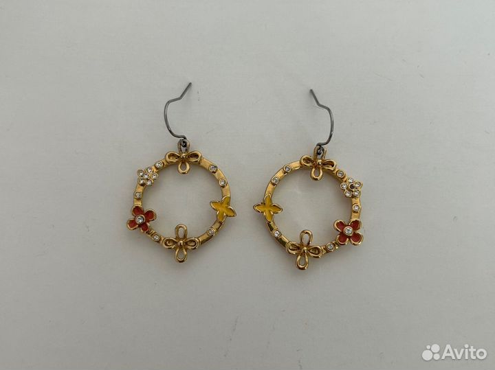 Серьги кольца с камнями