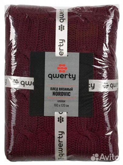 Плед вязаный qwerty nordvic вишневый