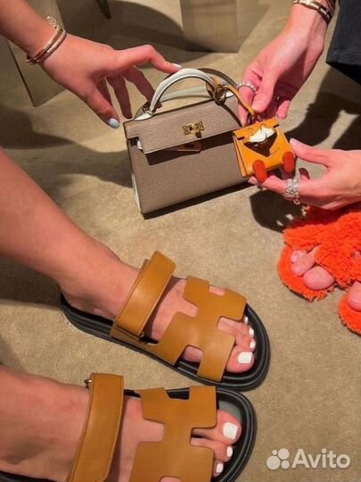 Шлепки hermes chypre кожа