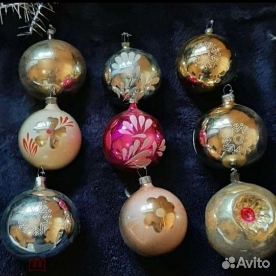 Елочные игрушки стекло СССР ручная работа