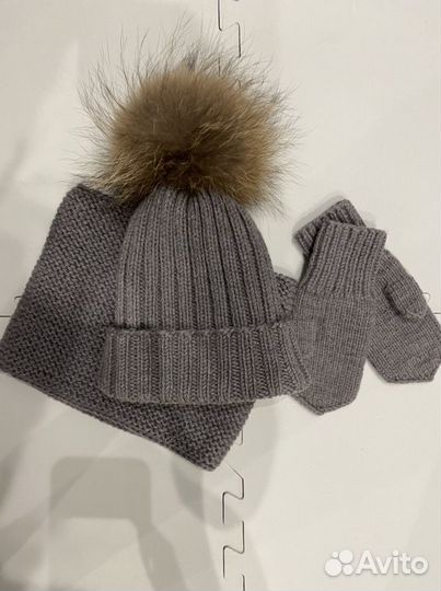 Детская шапка 46-48 снуд варежки