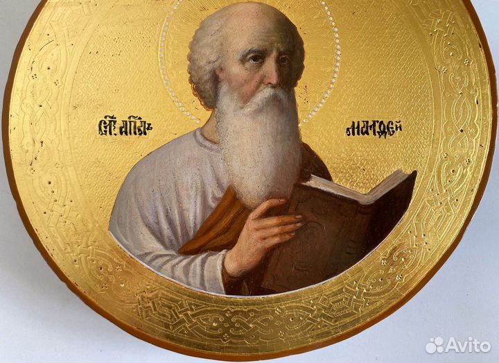 Икона тондо апостол Матфей 19 век