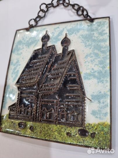 СССР.Декоративное настенное панно Церковь, медь