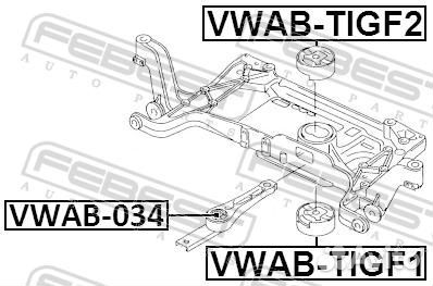 Febest vwab034 Сайлентблок audi A3 04- подушки двиг.зад