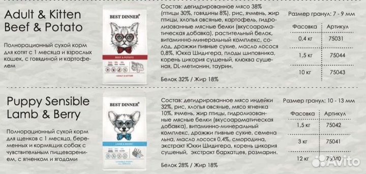 Корма для животных