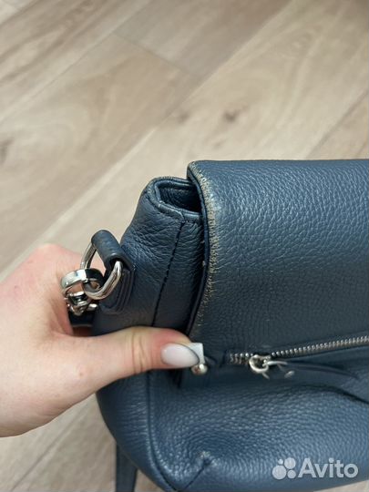 Сумка женская натуральная кожа темно синяя