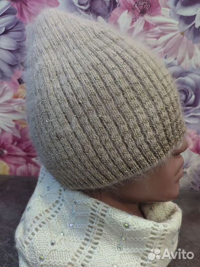 Шапка зимняя женская вязанная