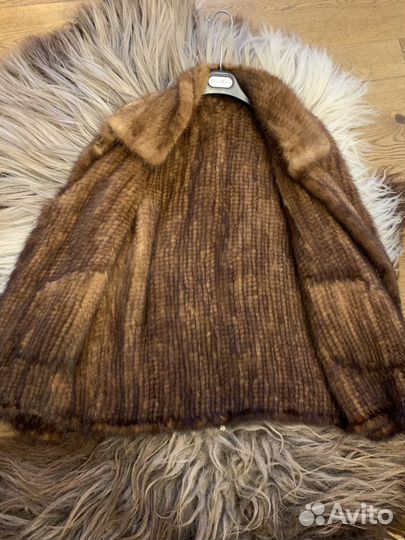 Шуба вязаная норка
