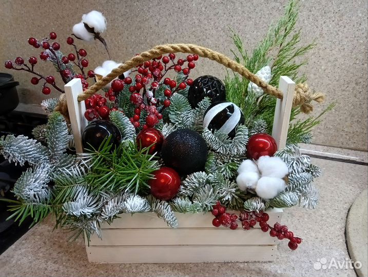 Новогодняя компазиция корзина