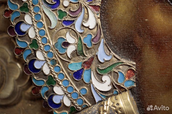 Икона Николаи Чудотворец, серебро, эмаль, 414