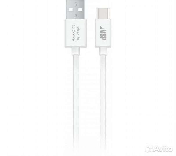 Дата-кабель borasco USB - Type C, 2А 1м, белый