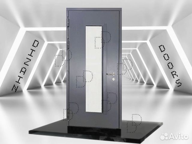 Металлическая дверь мдф со стеклопакетом DD-104