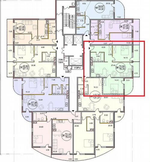 3-к. квартира, 79,2 м², 17/19 эт.
