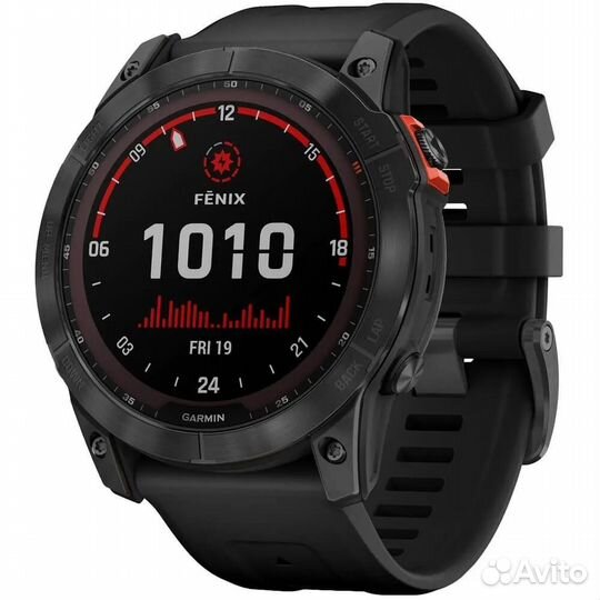 Garmin Часы Fenix 7X Solar серые с черным ремешком