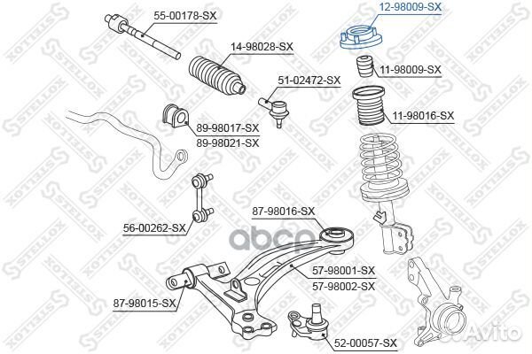 Опора амортизатора переднего 12-98009-SX Stellox