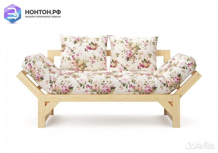 Диван кушетка Амбер бежевый с цветами