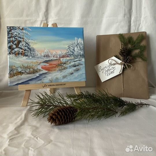Картина Зимний пейзаж. Подарок на Новый Год