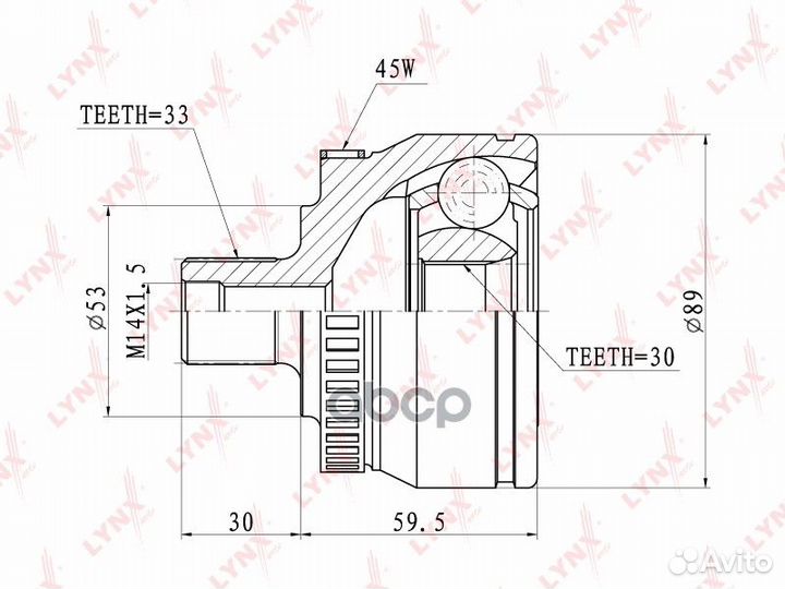 Шрус наружный перед прав/лев CO1201A lynxauto