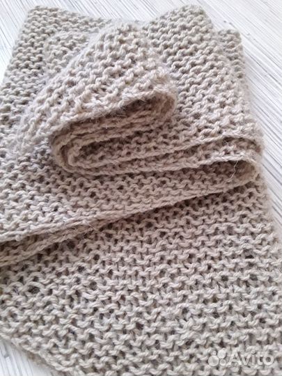 Шарф бактус вязаный бежевый