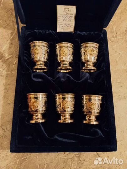 Серебряные стопки набор Кубачи на 35млл