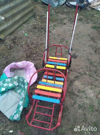 Двойные санки с колесами