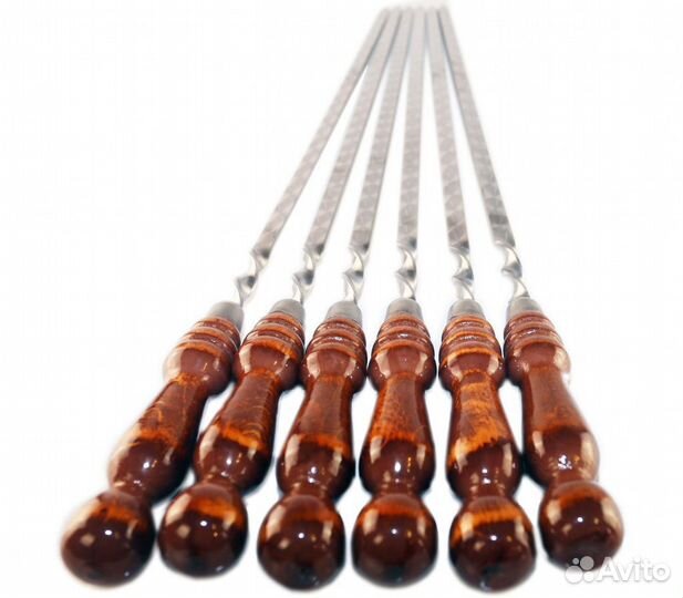 6 профессиональных шампуров в деревянной коробке