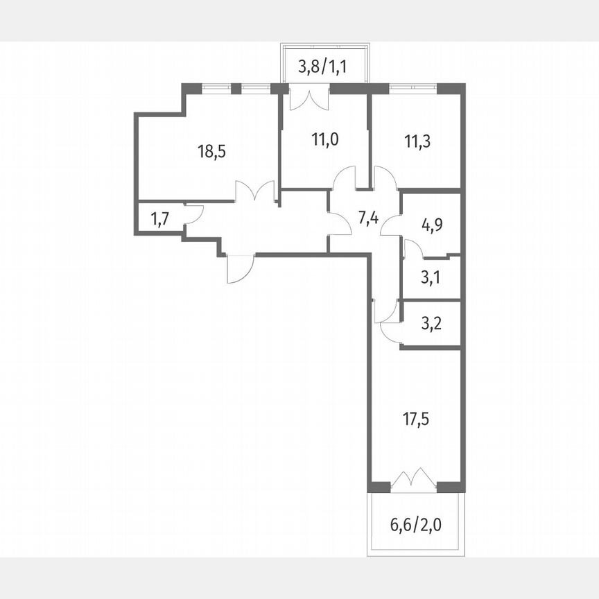3-к. квартира, 91,2 м², 2/8 эт.