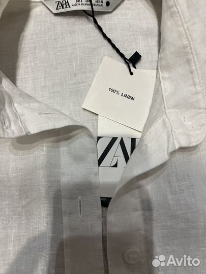 Льняной костюм Zara с брюками S