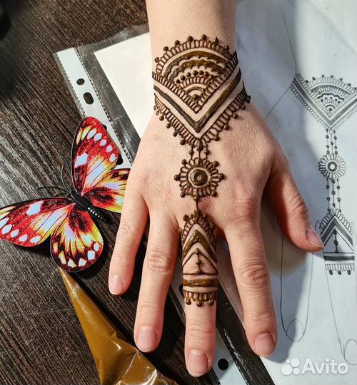 Мехенди. Джагуа гель. Белая краска