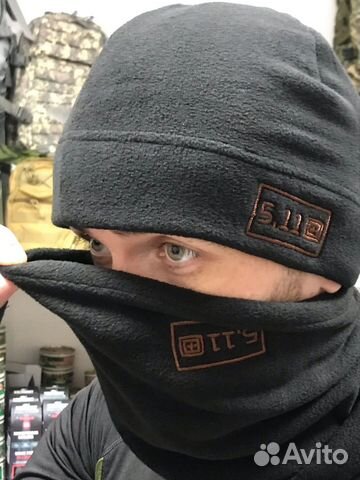 Шапка и шарф баф снуд на флисе теплая