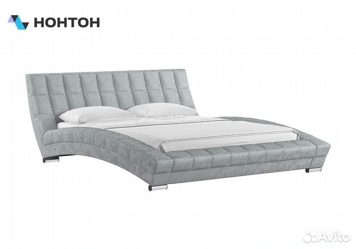 Кровать Оливия велюр светло-серый