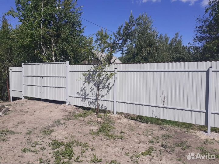 Забор 20 м с воротами из профнастила - под ключ