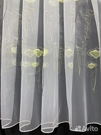 Штора органза белая с рисунком тюль 3 м